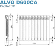 Radiator (calorifer) din aluminiu Fornello ALVO D600CA, baterie 10 elementi, 10 ani garantie, inaltime 600 mm