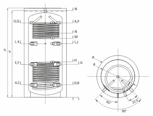 Rezervor acumulare PUFFER Sunsystem cu 2 serpentine PBM R2 500 litri