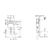 Rezervor WC incastrat, Geberit Delta 109.100.00.1, 44 x 108 cm, 3-7.5 L