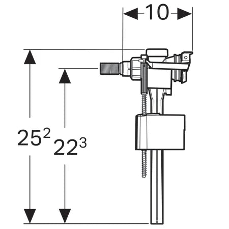 Robinet flotor pentru rezervor wc, Geberit 136.710.00.3, tip 333, alimentare laterala, fara senzor