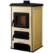 Semineu cu plita din fonta Fiama SD CORNER, pe lemne,brichete si carbune, putere 6 kW, culoare crem