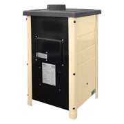 Semineu cu plita din fonta Fiama SD HAPPY, pe lemne,brichete si carbune, putere 6 kW, culoare crem