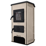 Semineu cu plita din fonta Fiama SD HIT, pe lemne,brichete si carbune, putere 6 kW, culoare crem