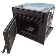 Semineu incastrabil pe peleti cu aer cald Fiama INSERT 11 kw, aprindere electrica, tiraj fortat, wifi, focar din fonta, recomandat pentru 110 mp