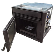 Semineu incastrabil pe peleti cu aer cald Fiama INSERT 11 kw, aprindere electrica, tiraj fortat, wifi, focar din fonta, recomandat pentru 110 mp