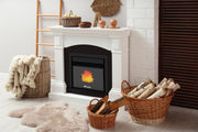 Semineu incastrabil pe peleti cu aer cald Fiama INSERT 11 kw, aprindere electrica, tiraj fortat, wifi, focar din fonta, recomandat pentru 110 mp