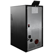 Semineu pe peleti cu aer cald Fiama Fuoco 8 kw, aprindere electrica, tiraj fortat, wifi, focar din fonta, recomandat pentru 75 mp, Black