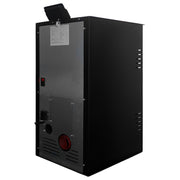 Semineu pe peleti cu aer cald Fiama Fuoco 8 kw, aprindere electrica, tiraj fortat, wifi, focar din fonta, recomandat pentru 75 mp, Black