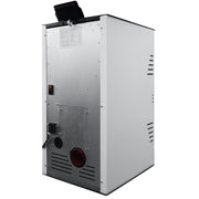 Semineu pe peleti cu aer cald Fiama Fuoco 8 kw, aprindere electrica, tiraj fortat, wifi, focar din fonta, recomandat pentru 75 mp, Alb