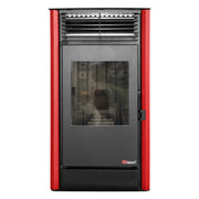 Semineu pe peleti cu aer cald Fiama Fuoco 8 kw, aprindere electrica, tiraj fortat, wifi, focar din fonta, recomandat pentru 75 mp, Bordeaux