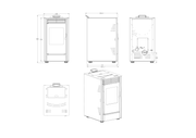 Pachet Semineu pe peleti cu aer cald Fiama Fuoco 8 kw, aprindere electrica, tiraj fortat, wifi, focar din fonta, recomandat pentru 75 mp, Black, Kit evacuare 2.5