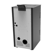 Pachet Semineu pe peleti cu aer cald Fiama Fuoco 8 kw, aprindere electrica, tiraj fortat, wifi, focar din fonta, recomandat pentru 75 mp, Black, Kit evacuare 3.5 ml si Aspirator cenusa