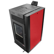 Semineu pe peleti cu aer cald Fiama Maxima 14 kw, aprindere electrica, tiraj fortat, wifi, focar din fonta, recomandat pentru 140 mp, Bordeaux