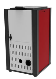Semineu pe peleti cu aer cald Fiama Maxima 14 kw, aprindere electrica, tiraj fortat, wifi, focar din fonta, recomandat pentru 140 mp, Bordeaux,Kit evacuare 2.5 ml