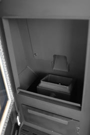 Semineu pe peleti cu aer cald Fiama Maxima 14 kw, aprindere electrica, tiraj fortat, wifi, focar din fonta, recomandat pentru 140 mp, Bordeaux,Kit evacuare 2.5 ml