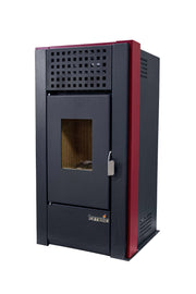 Semineu (Soba) pe Peleti cu aer cald Fornello Magnesia 9 KW, culoare Bordeaux