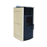 Semineu (soba) pe peleti cu tiraj fortat Fornello Regina 8 KW, include ventilator aer cald, aprindere electrica, telecomanda, recomandat pentru 80 mp, culoare Ivory