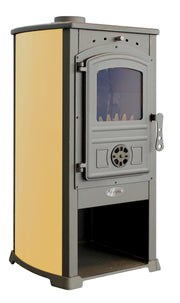 Semineu (Soba) pe lemne Fornello Modena Ivory 7-9 kW, 480x460x930 mm, gratar ardere din fonta, camera de ardere samotata, usa fonta cu geam din sticla termorezistenta si plita din fonta