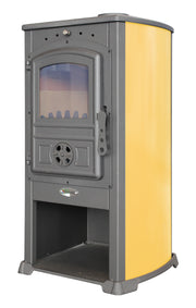 Semineu (Soba) pe lemne Fornello Modena Ivory 7-9 kW, 480x460x930 mm, gratar ardere din fonta, camera de ardere samotata, usa fonta cu geam din sticla termorezistenta si plita din fonta