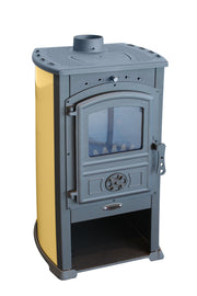 Semineu (Soba) pe lemne Fornello Modena Ivory 7-9 kW, 480x460x930 mm, gratar ardere din fonta, camera de ardere samotata, usa fonta cu geam din sticla termorezistenta si plita din fonta