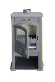 Semineu (Soba) pe lemne Fornello Modena Ivory 7-9 kW, 480x460x930 mm, gratar ardere din fonta, camera de ardere samotata, usa fonta cu geam din sticla termorezistenta si plita din fonta