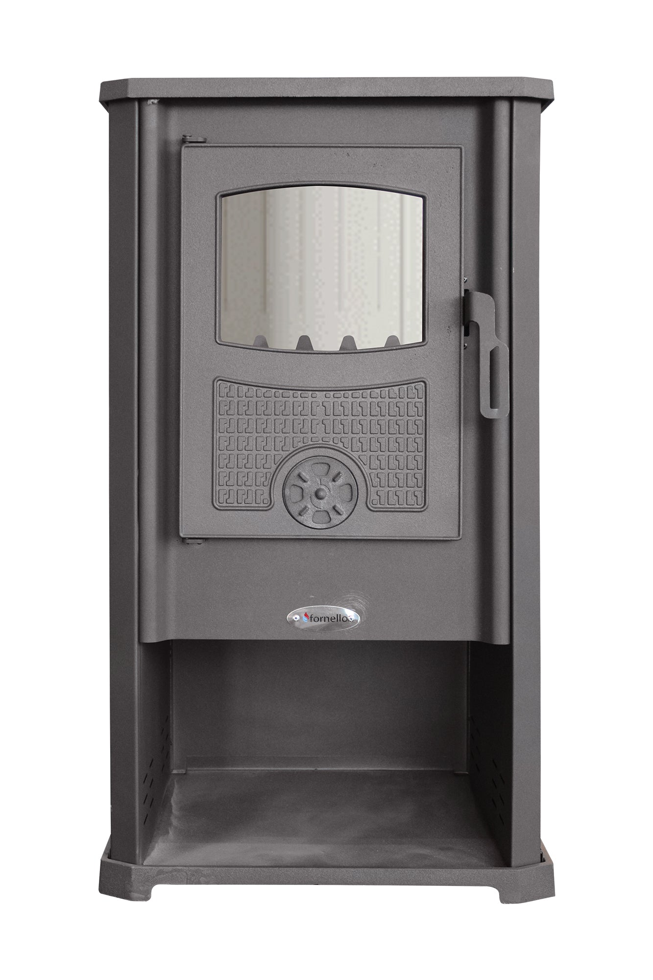 Semineu (Soba) pe lemne Fornello Atene G Ivory 7-9 kW, 490x460x930 mm, gratar ardere din fonta, camera de ardere samotata, usa fonta cu geam din sticla termorezistenta si plita din fonta