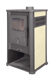 Semineu (Soba) pe lemne Fornello Atene G Ivory 7-9 kW, 490x460x930 mm, gratar ardere din fonta, camera de ardere samotata, usa fonta cu geam din sticla termorezistenta si plita din fonta