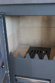 Semineu (Soba) pe lemne Fornello Atene G Ivory 7-9 kW, 490x460x930 mm, gratar ardere din fonta, camera de ardere samotata, usa fonta cu geam din sticla termorezistenta si plita din fonta