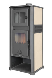 Semineu (Soba) pe lemne Fornello Roma S 11-13 kW, 490x460x1160 mm, prevazut cu plita si cuptor pentru gatit, camera de ardere samotata, usa cu geam din sticla termorezistenta