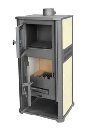 Semineu (Soba) pe lemne Fornello Roma S 11-13 kW, 490x460x1160 mm, prevazut cu plita si cuptor pentru gatit, camera de ardere samotata, usa cu geam din sticla termorezistenta