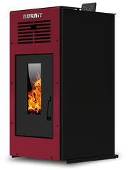 Semineu (soba) pe peleti Burnit Ambient Bordeaux 8 kw, cu tiraj fortat include ventilator aer cald, aprindere electrica, recomandat pentru 80 mp