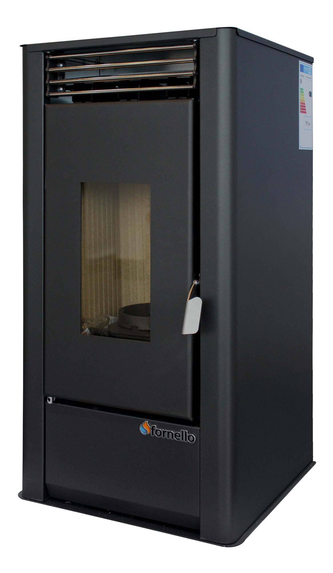 Semineu (Soba) pe Peleti cu aer cald Fornello Air SmartPell 11 KW, culoare Black