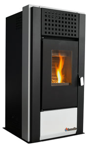 Semineu (Soba) pe Peleti cu aer cald Fornello Magnesia 9 KW, culoare White