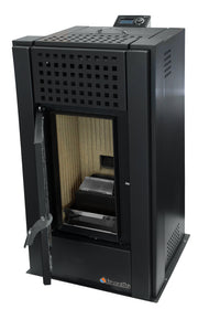 Semineu (Soba) pe Peleti cu aer cald Fornello Magnesia 9 KW, culoare Black
