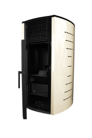 Semineu (soba) pe peleti cu tiraj fortat Fornello Stela 10 KW, include ventilator aer cald, aprindere electrica, telecomanda, recomandat pentru 100 mp