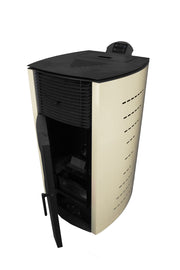 Semineu (soba) pe peleti cu tiraj fortat Fornello Stela 10 KW, include ventilator aer cald, aprindere electrica, telecomanda, recomandat pentru 100 mp