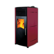 Semineu (soba) pe peleti cu tiraj fortat Fornello Stela 10 KW Bordeaux, include ventilator aer cald, aprindere electrica, telecomanda, recomandat pentru 100 mp