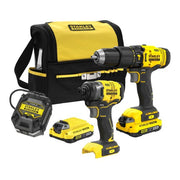 Set combinat 2 scule electrice Stanley Fatmax V20 SFMCK465D2S, 2 acumulatori 18 V / 2.0 Ah, incarcator 1,25 A, geanta textila