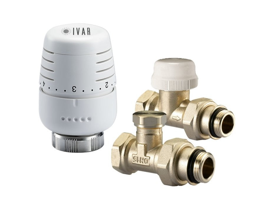 Set robineti calorifer - cap termostatic + robinet termostatat + robinet retur 1/2" Ivar