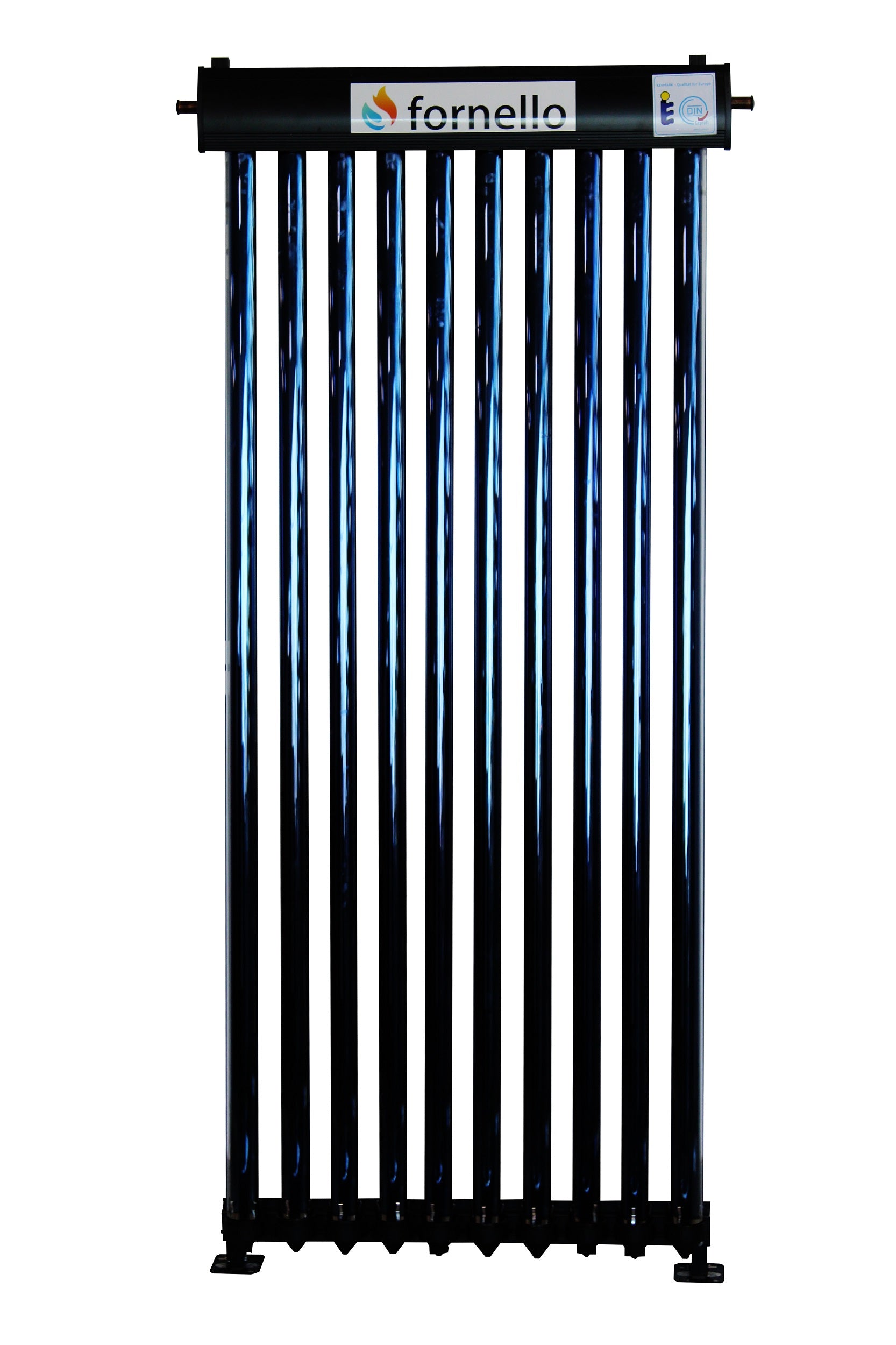Sistem solar presurizat, panou Fornello 10 Tuburi Heat Pipe, boiler cu 2 serpentine si rezistenta electrica Eldom 100 litri, pompa 25-60, controller, vas expansiune, antigel, supapa 1/2, aerisitor 1/2