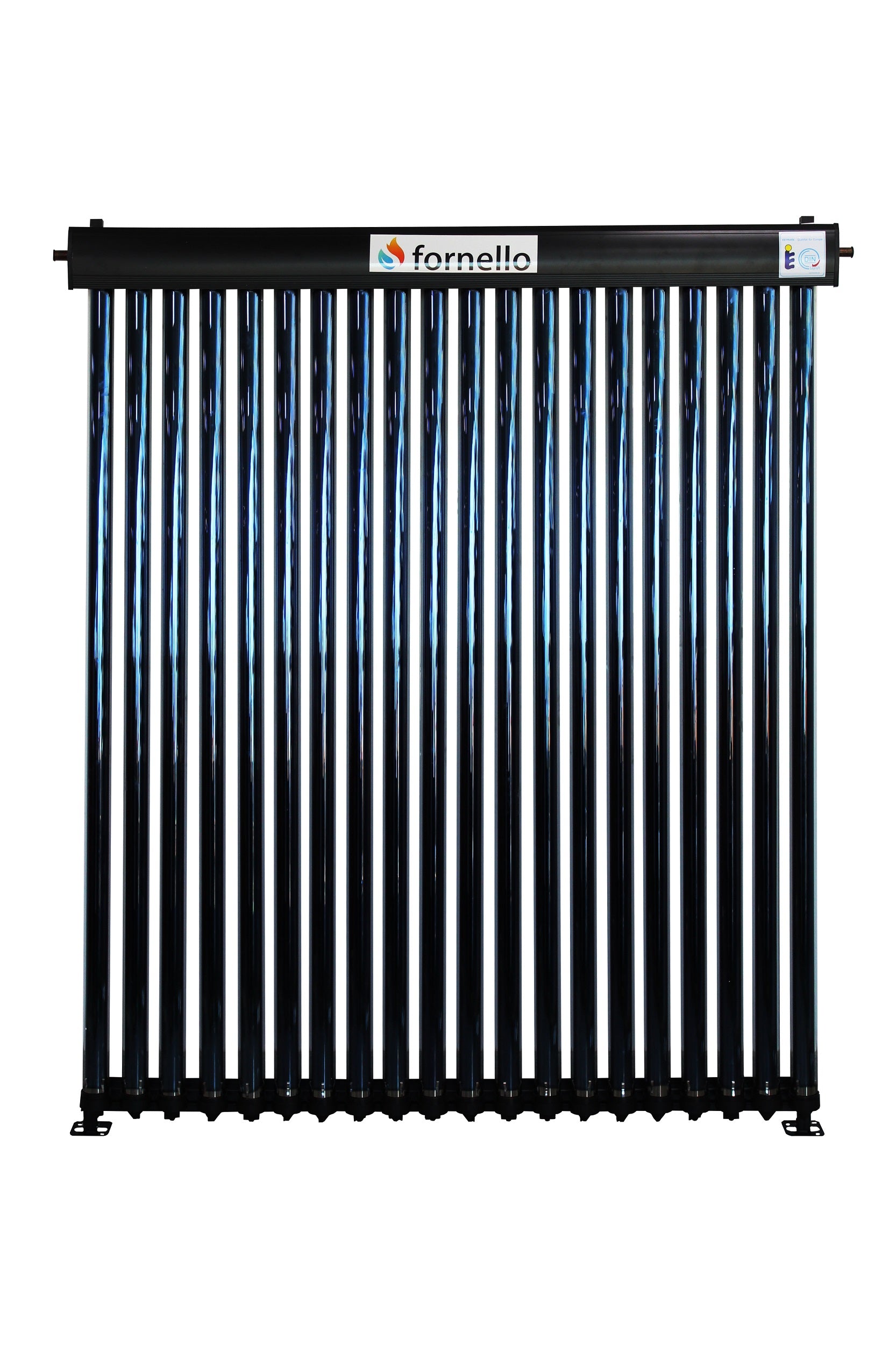 Sistem solar presurizat, panou Fornello 20 Tuburi Heat Pipe, boiler cu 2 serpentine si rezistenta electrica Eldom 200 litri cu montaj pe sol, pompa 25-60, controller, vas expansiune, antigel, supapa 1/2, aerisitor 1/2