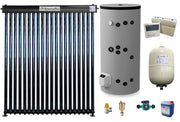 Sistem solar presurizat, panou Fornello 20 Tuburi Heat Pipe, boiler cu 2 serpentine si rezistenta electrica Eldom 200 litri cu montaj pe sol, pompa 25-60, controller, vas expansiune, antigel, supapa 1/2, aerisitor 1/2