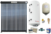 Sistem solar presurizat, panou Fornello 20 Tuburi Heat Pipe, boiler cu 2 serpentine si rezistenta electrica Eldom 150 litri, pompa 25-60, controller, vas expansiune, antigel, supapa 1/2, aerisitor 1/2