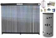 Sistem solar presurizat, panou Fornello 30 Tuburi Heat Pipe, boiler cu 2 serpentine si rezistenta electrica Eldom 300 litri cu montaj pe sol, pompa 25-60, controller, vas expansiune, antigel, supapa 1/2, aerisitor 1/2