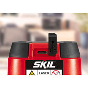 SKIL 1910 AA Nivela laser cu linie în cruce, lumina rosie, raza actiune 15m, prindere trepied 1/4, Accu Li-Ion, include incarcator micro USB si clema de prindere