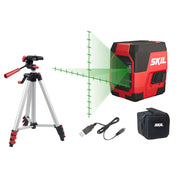 SKIL 1911 DA Nivela laser cu linie în cruce, lumina verde, raza actiune 20m, prindere trepied 1/4, Accu Li-Ion, include incarcator micro USB, trepied si geanta de transport