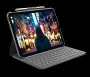 Cumpara Husa cu tastatura Logitech Slim Folio pentru iPad 10, US, Gri de la Mesterul Minune