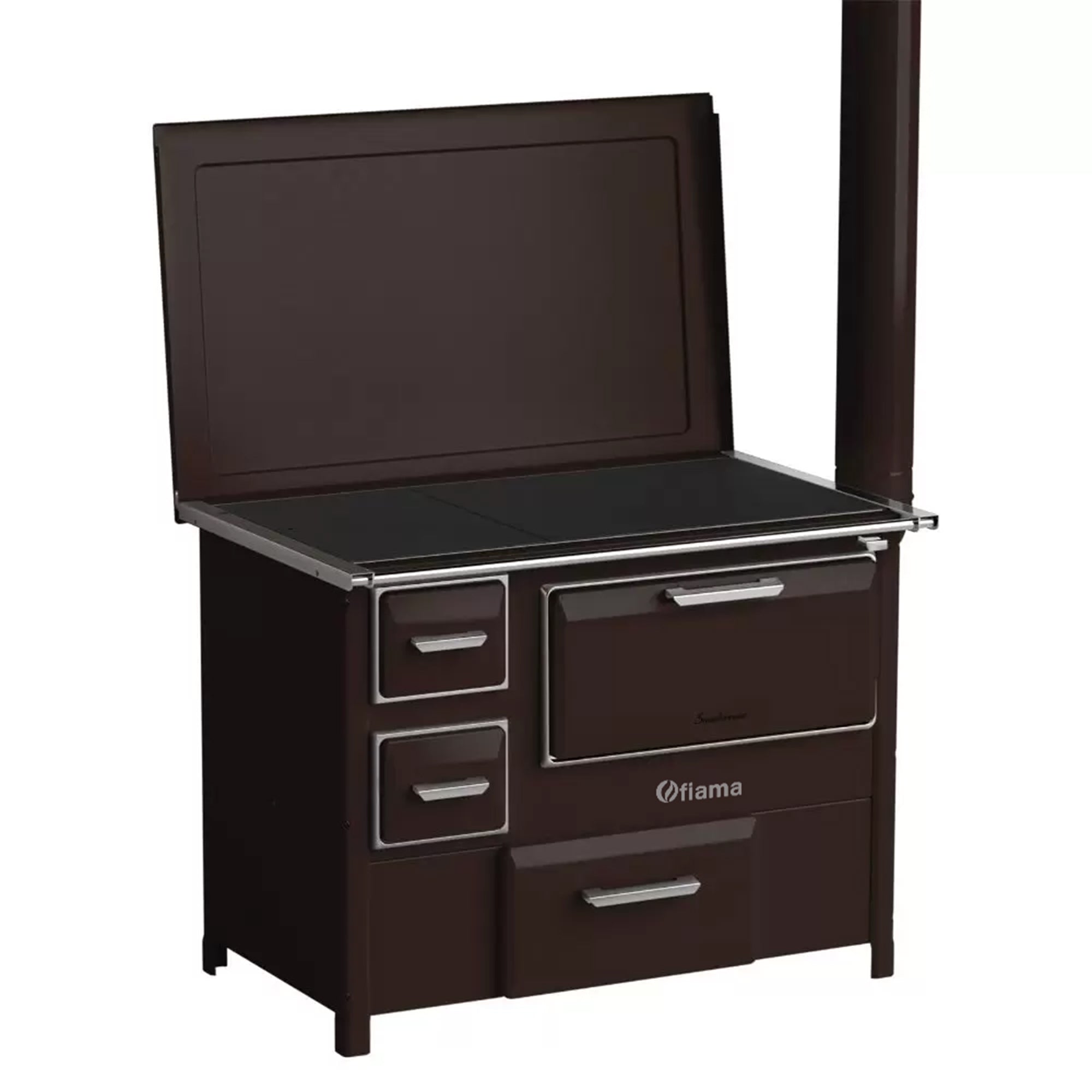 Soba de gatit si incalzit FIAMA SD 9 SL D, 7 Kw, cu cuptor de gatit si plita, culoare maro, evacuare partea dreapta