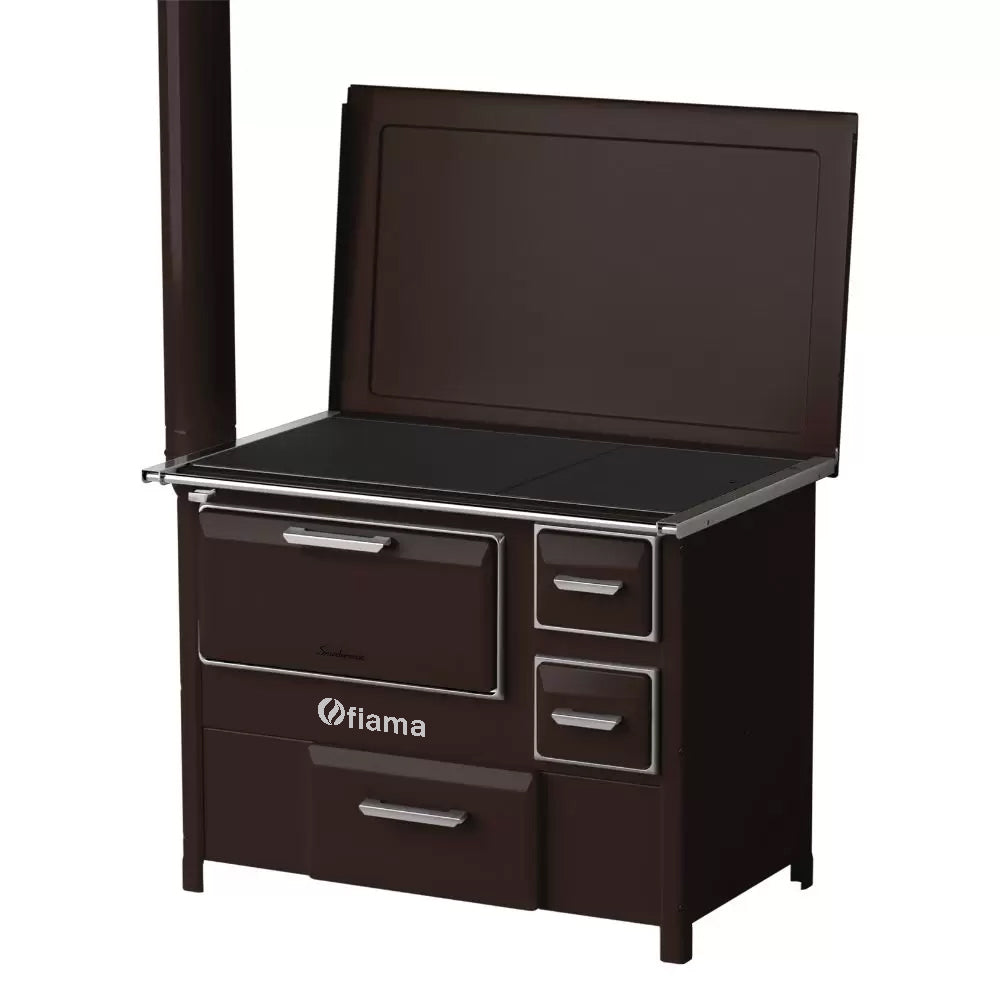 Soba de gatit si incalzit FIAMA SD 9 SL S, 7 Kw, cu cuptor de gatit si plita, culoare maro, evacuare partea stanga