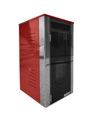 Pachet Termoșemineu Fornello Primo Truva 25 kW Bordeaux, pompa de circulatie, vas de expansiune, supape de siguranta, curatare mecanica creuzet, kit evacuare 2.5 ml, Termostat Salus 091FLRFV2 si Aspirator Cenusa